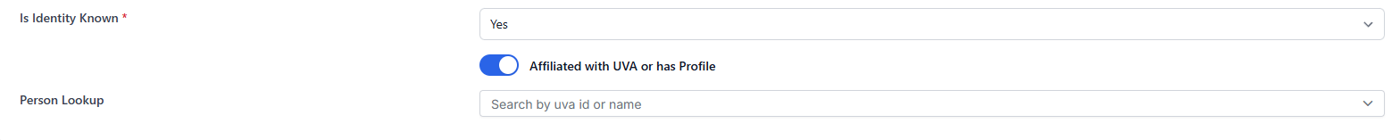 Involved Party form with identity known